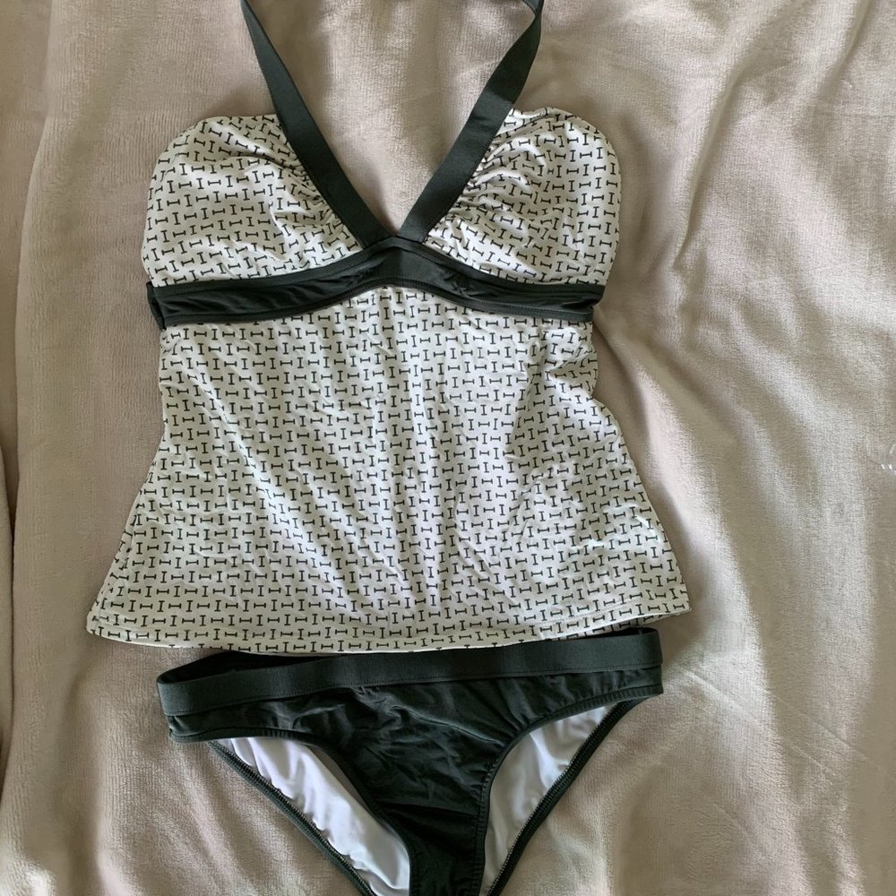 Green and white 1 Sol tankini